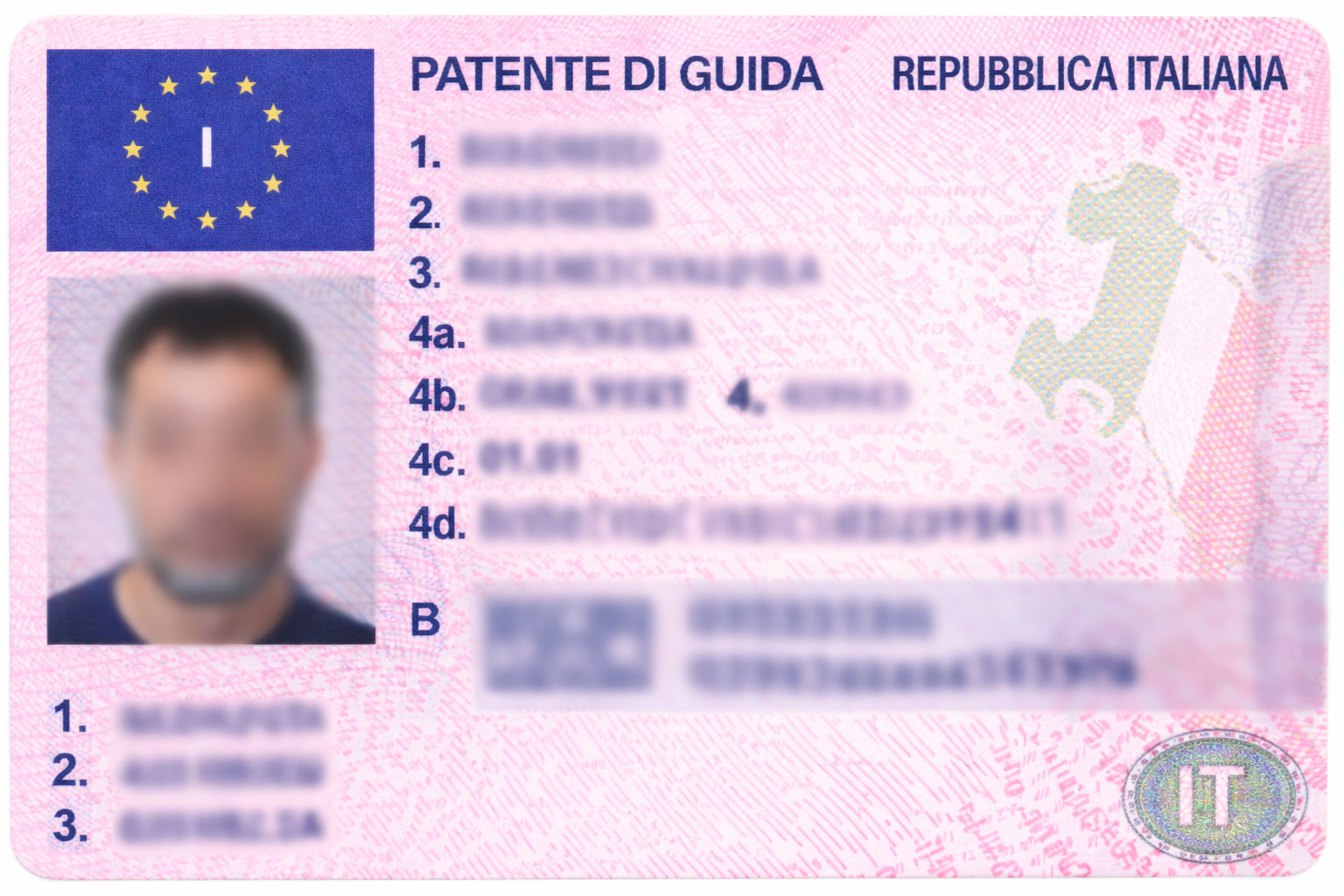 Patente di guida italiana (esempio illustrativo)